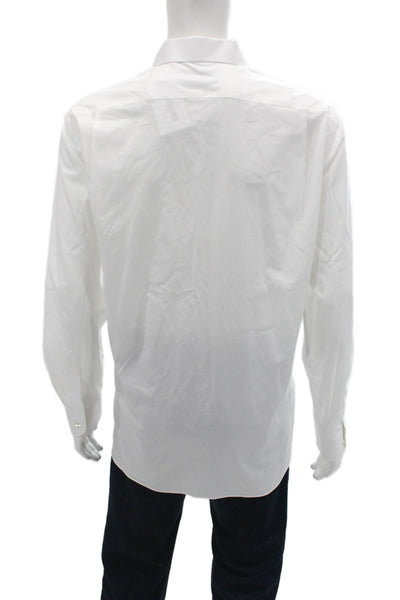 Hart Schaffner Marx Mens White Point Collar Long Sleeve Dress Shirt Size XL