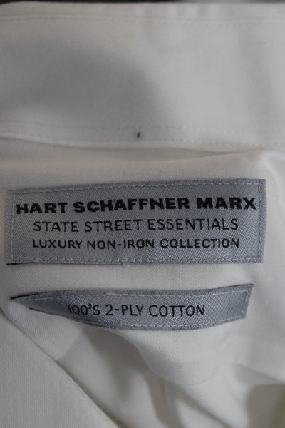 Hart Schaffner Marx Mens White Point Collar Long Sleeve Dress Shirt Size XL