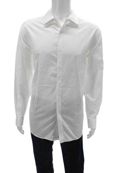 Hart Schaffner Marx Mens Point Collar Dress Shirt White Long Sleeve Size XL