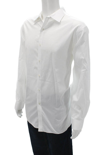 Hart Schaffner Marx Mens Point Collar Dress Shirt White Long Sleeve Size XL