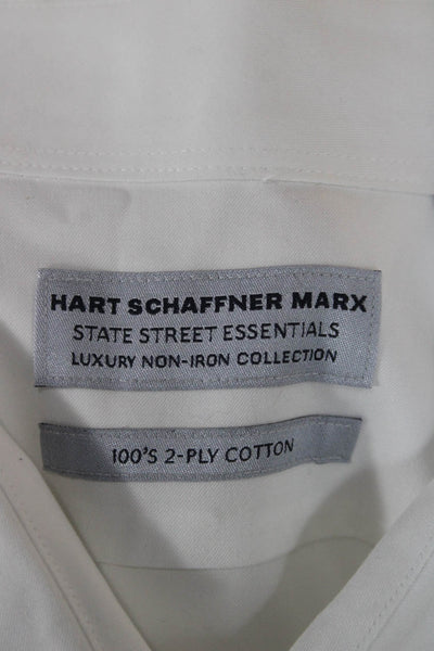 Hart Schaffner Marx Mens Point Collar Dress Shirt White Long Sleeve Size XL