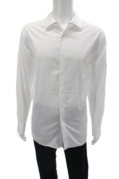 Hart Schaffner Marx Mens Point Collar White Dress Shirt Cotton Size XL