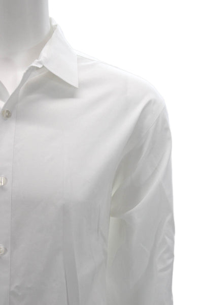 Hart Schaffner Marx Mens Point Collar White Dress Shirt Cotton Size XL