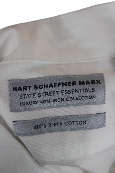 Hart Schaffner Marx Mens Point Collar White Dress Shirt Cotton Size XL