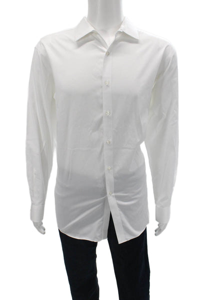 Hart Schaffner Marx Mens Point Collar White Cotton Dress Shirt Size XL