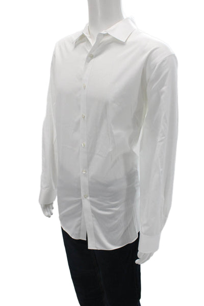 Hart Schaffner Marx Mens Point Collar White Cotton Dress Shirt Size XL