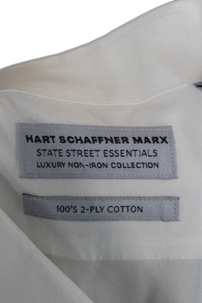 Hart Schaffner Marx Mens Point Collar White Cotton Dress Shirt Size XL