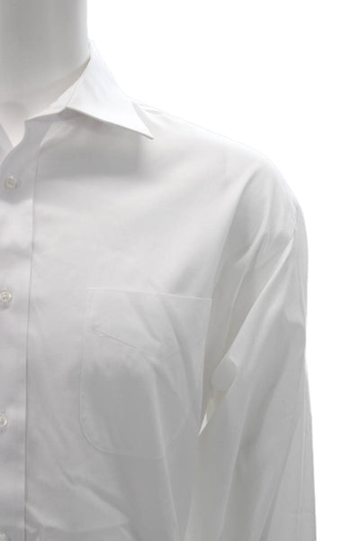Jos A Bank Mens Point Collar Dress Shirt White Long Sleeve 100% Cotton Size L