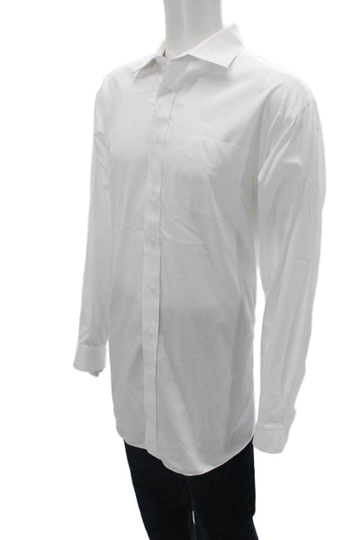 Jos A Bank Mens Point Collar Dress Shirt White Long Sleeve 100% Cotton Size L