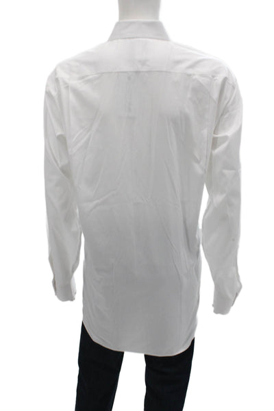 Jos A Bank Mens Point Collar Dress Shirt White Long Sleeve 100% Cotton Size L