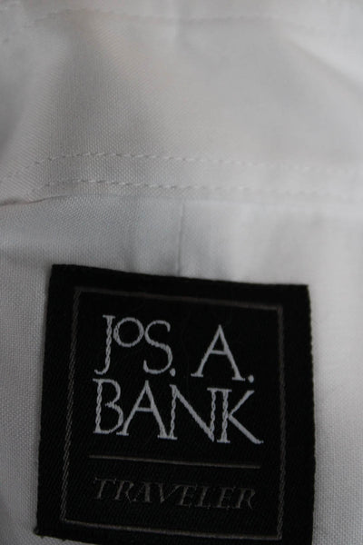 Jos A Bank Mens Point Collar Dress Shirt White Long Sleeve 100% Cotton Size L