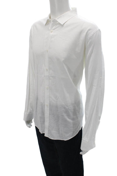 Calvin Klein Mens Solid White Point Collar Dress Shirt Long Sleeve Size XL