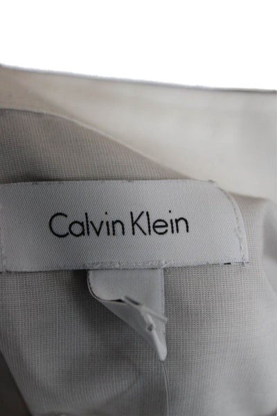 Calvin Klein Mens Solid White Point Collar Dress Shirt Long Sleeve Size XL