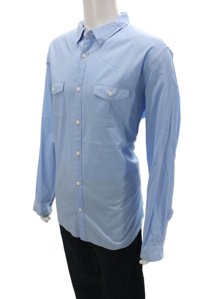 Calvin Klein Mens Button-Down Long Sleeve Light Blue Cotton Shirt Size XL