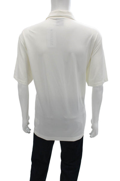 Nike Golf Mens White Solid Collared Polo Short Sleeve Polyester Spandex Size L