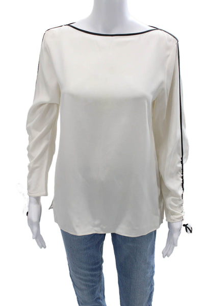 Lafayette 148 New York Women Silk White Long Sleeve Blouse Size S