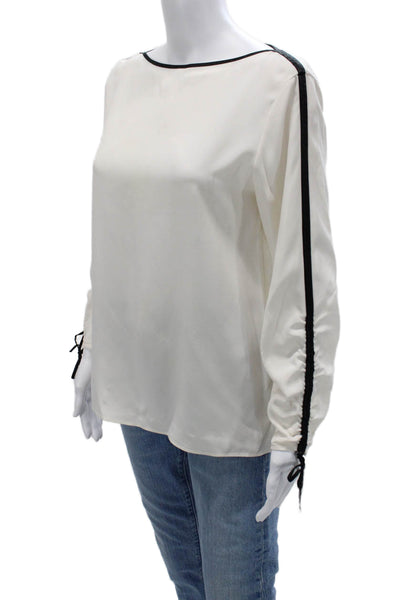 Lafayette 148 New York Women Silk White Long Sleeve Blouse Size S