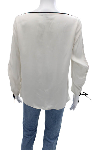 Lafayette 148 New York Women Silk White Long Sleeve Blouse Size S