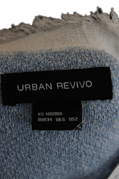 Urban Revivo Womens Cropped Striped Button Up Sweater Light Blue Size 2