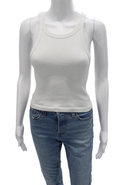Zara Women Cropped Sleeveless White Tank Size L