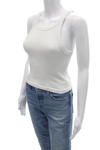 Zara Women Cropped Sleeveless White Tank Size L