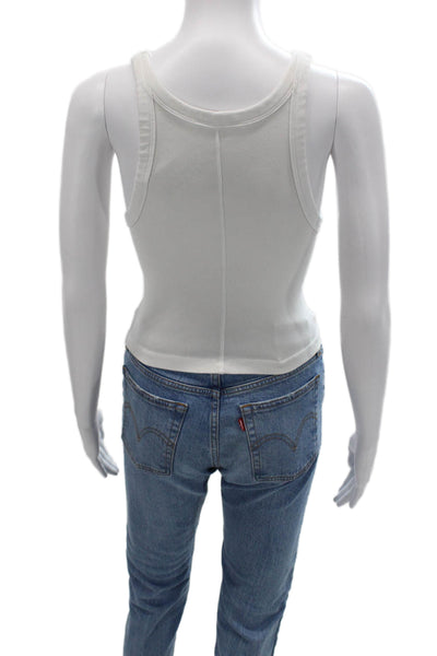 Zara Women Cropped Sleeveless White Tank Size L