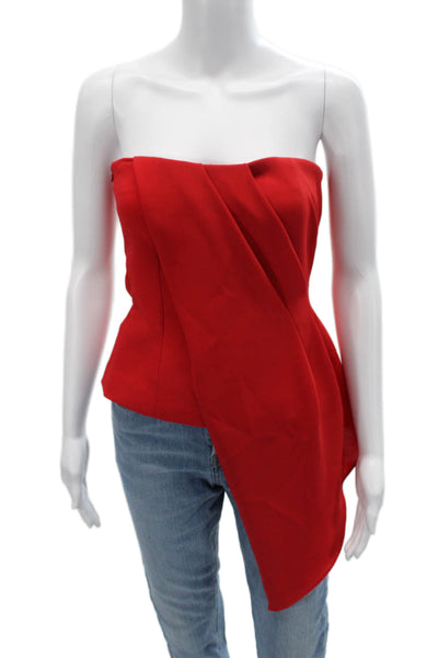 Zara Women Sleeveless Red Top Polyester Blend Zip Designer Size S