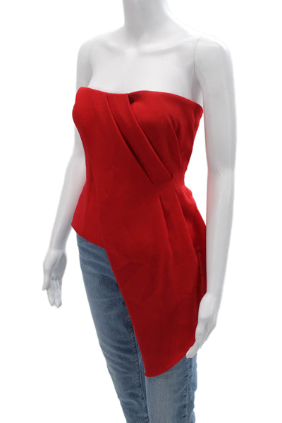 Zara Women Sleeveless Red Top Polyester Blend Zip Designer Size S