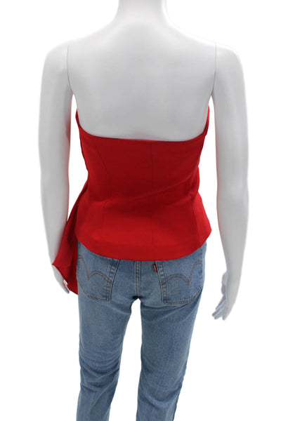 Zara Women Sleeveless Red Top Polyester Blend Zip Designer Size S