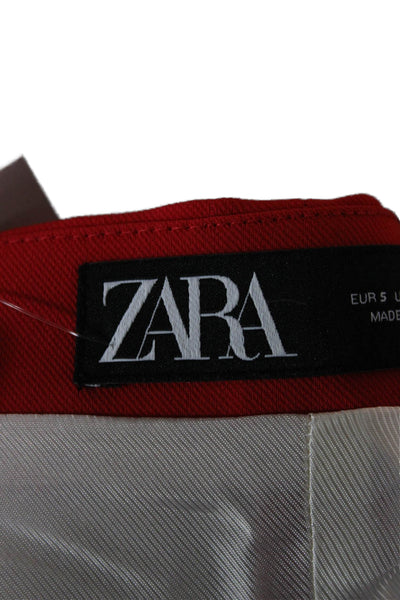 Zara Women Sleeveless Red Top Polyester Blend Zip Designer Size S