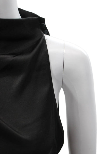 Zara Womens Tank Dress High Neck Sleeveless Knee Length Black Polyester Size XS