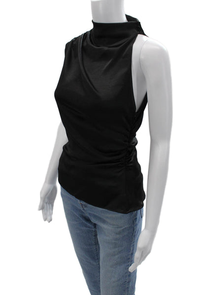 Zara Womens Tank Dress High Neck Sleeveless Knee Length Black Polyester Size XS