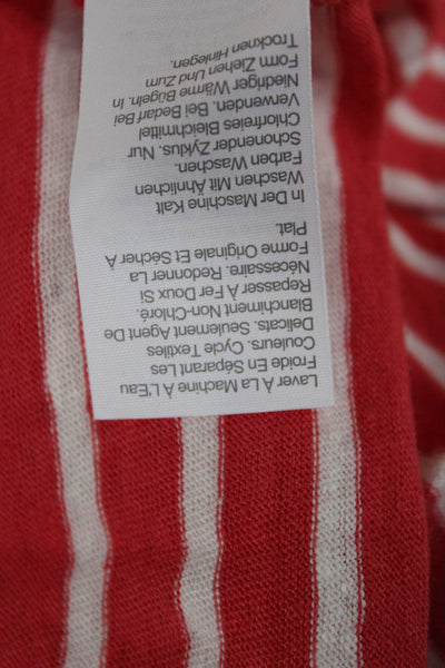 J Crew Women Basic Red Striped Linen T-Shirt Short Sleeve Size S