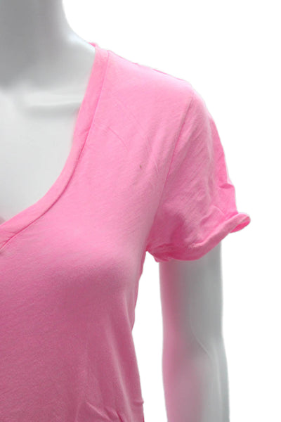 J Crew Womens Basic V-Neck Pink Cotton Short Sleeve T-Shirt Size M