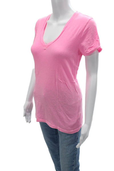 J Crew Womens Basic V-Neck Pink Cotton Short Sleeve T-Shirt Size M
