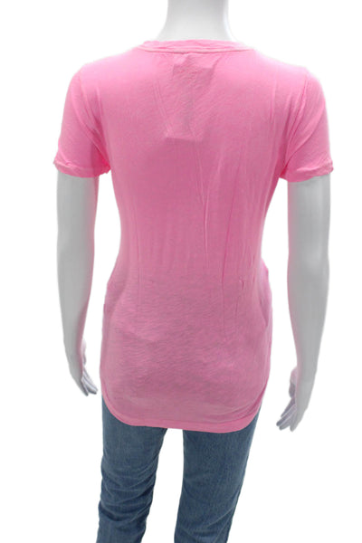 J Crew Womens Basic V-Neck Pink Cotton Short Sleeve T-Shirt Size M