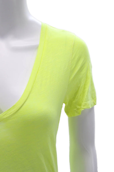 J Crew Women V-Neck Basic Cotton T-Shirt Yellow Short Sleeve Size S