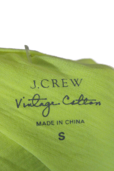 J Crew Women V-Neck Basic Cotton T-Shirt Yellow Short Sleeve Size S