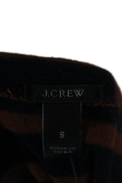 J Crew Women Basic Striped Dark Blue Cotton Crewneck Long Sleeve T-Shirt Size S