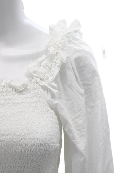 The Drop Womens White Cotton Square Neck Long Sleeve Boho Blouse Size S