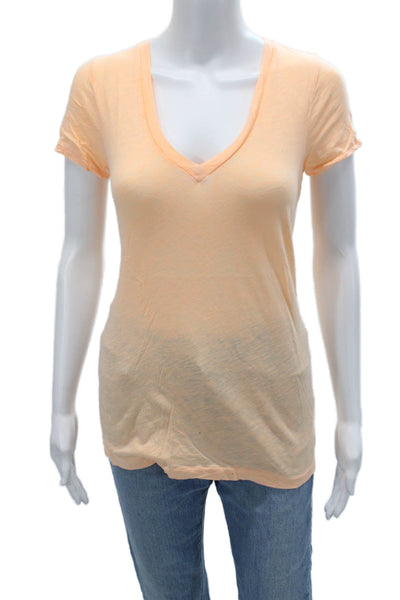 J Crew Women Basic Orange Cotton V Neck Short Sleeve T Shirt Size S