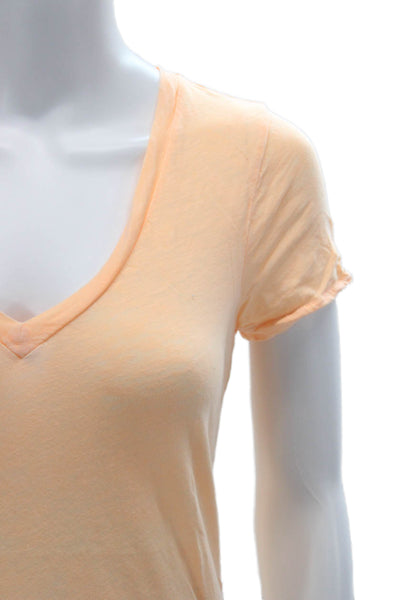 J Crew Women Basic Orange Cotton V Neck Short Sleeve T Shirt Size S