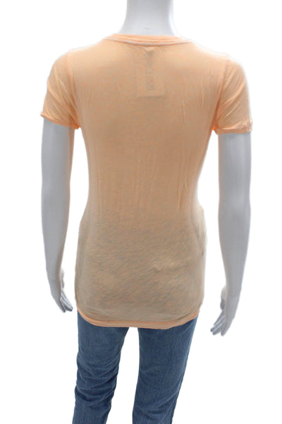 J Crew Women Basic Orange Cotton V Neck Short Sleeve T Shirt Size S