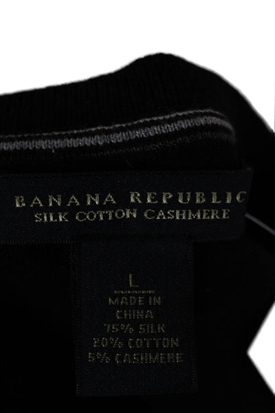 Banana Republic Unisex Black Vneck Pullover Sweater Cashmere Blend Size L