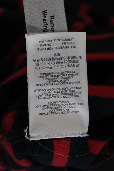 J Crew Unisex Cardigan Dark Blue V Neck Striped Long Sleeve Size S