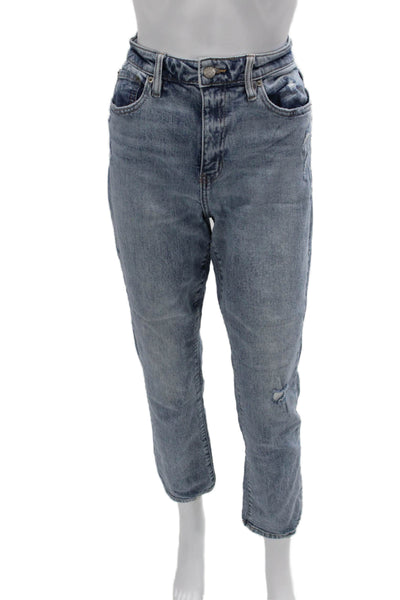 Daze Womens Mom Cropped Jeans Blue Cotton High Rise Button Fly Size 29