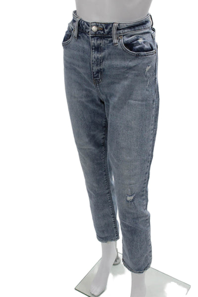 Daze Womens Mom Cropped Jeans Blue Cotton High Rise Button Fly Size 29