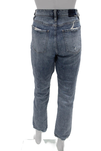 Daze Womens Mom Cropped Jeans Blue Cotton High Rise Button Fly Size 29