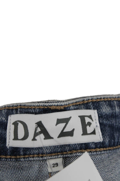 Daze Womens Mom Cropped Jeans Blue Cotton High Rise Button Fly Size 29
