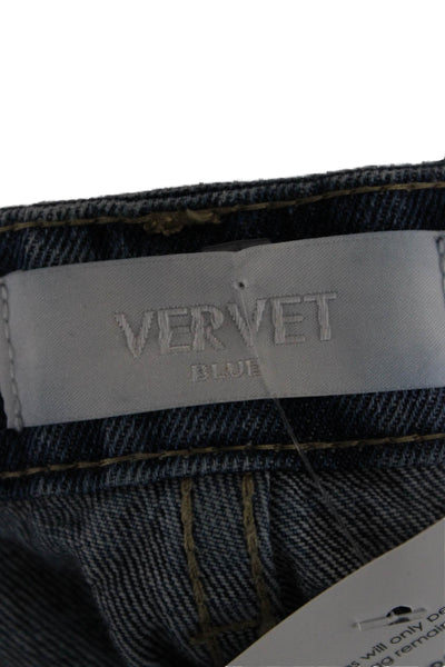Vervet Women Boyfriend Cropped Jeans Blue High Rise Size 28